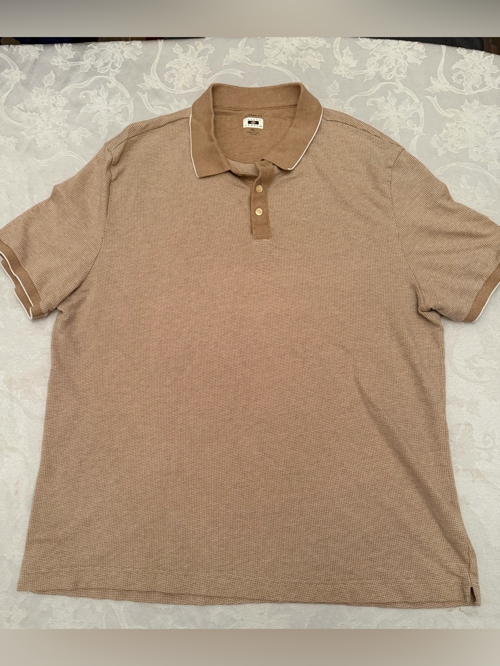 Joseph Abboud Men's Beige Cotton And Modal Short Sleeve Polo Shirt Size XL
